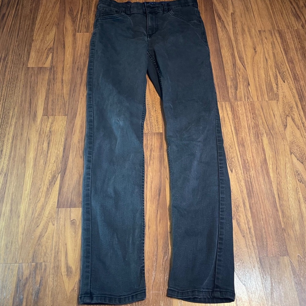 Levi's 502 Regular Taper Boys Jeans Size 16 Reg W28 L30 Black Denim Pants